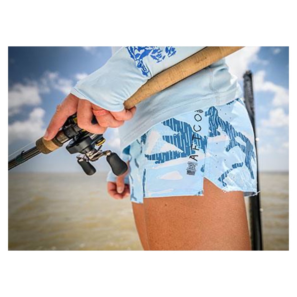 Aftco Women's Nukam Fishing Shorts Sky Camo Size 4